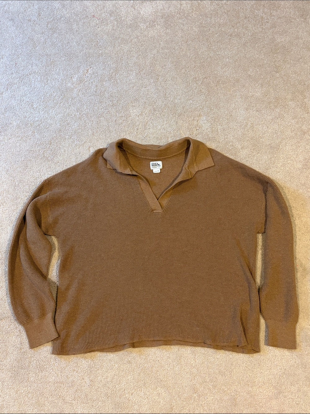 Eddie Bauer brown v-neck collared knit sweater